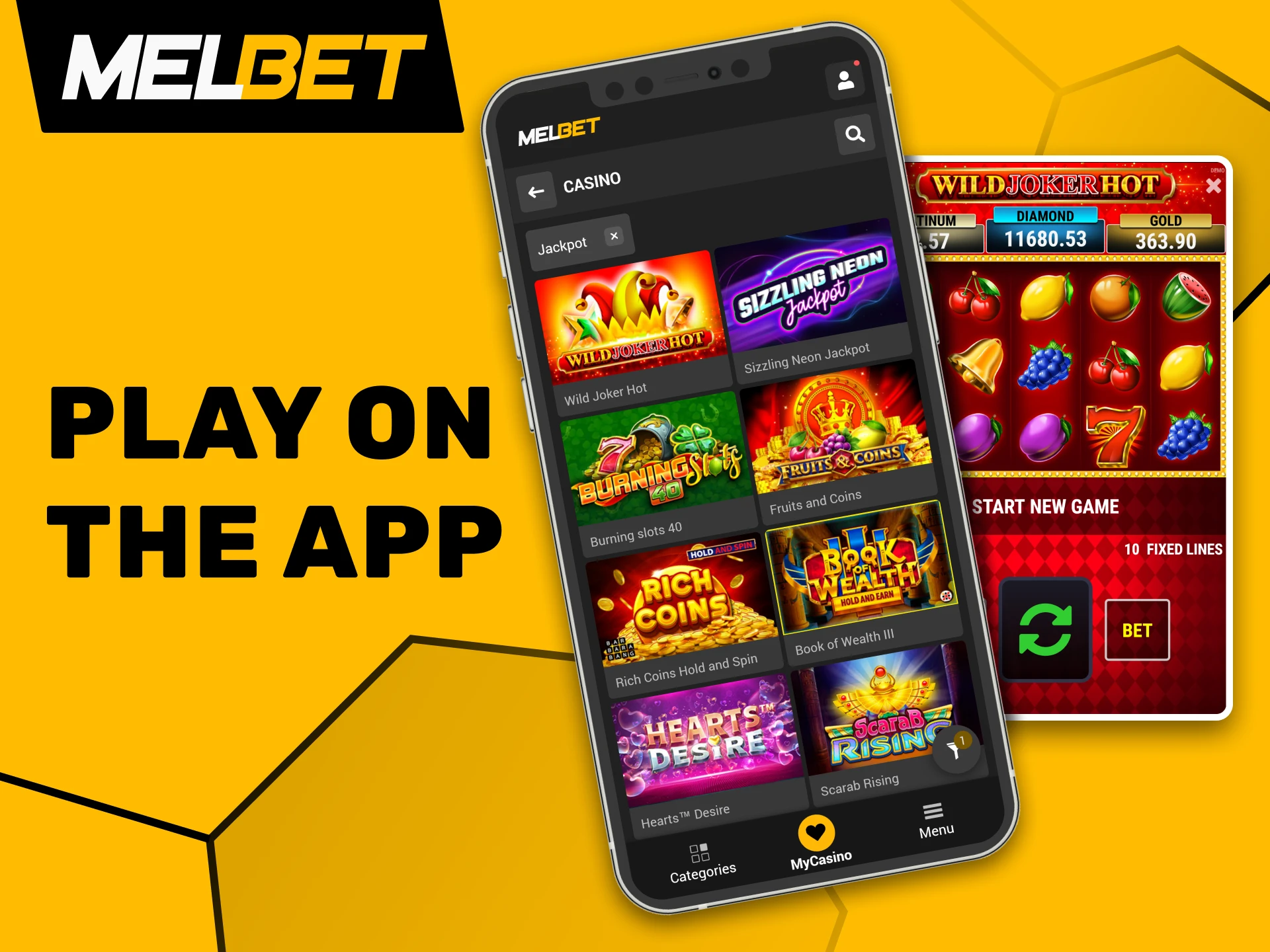 Dive into jackpot casino games on your mobile with the Melbet app.