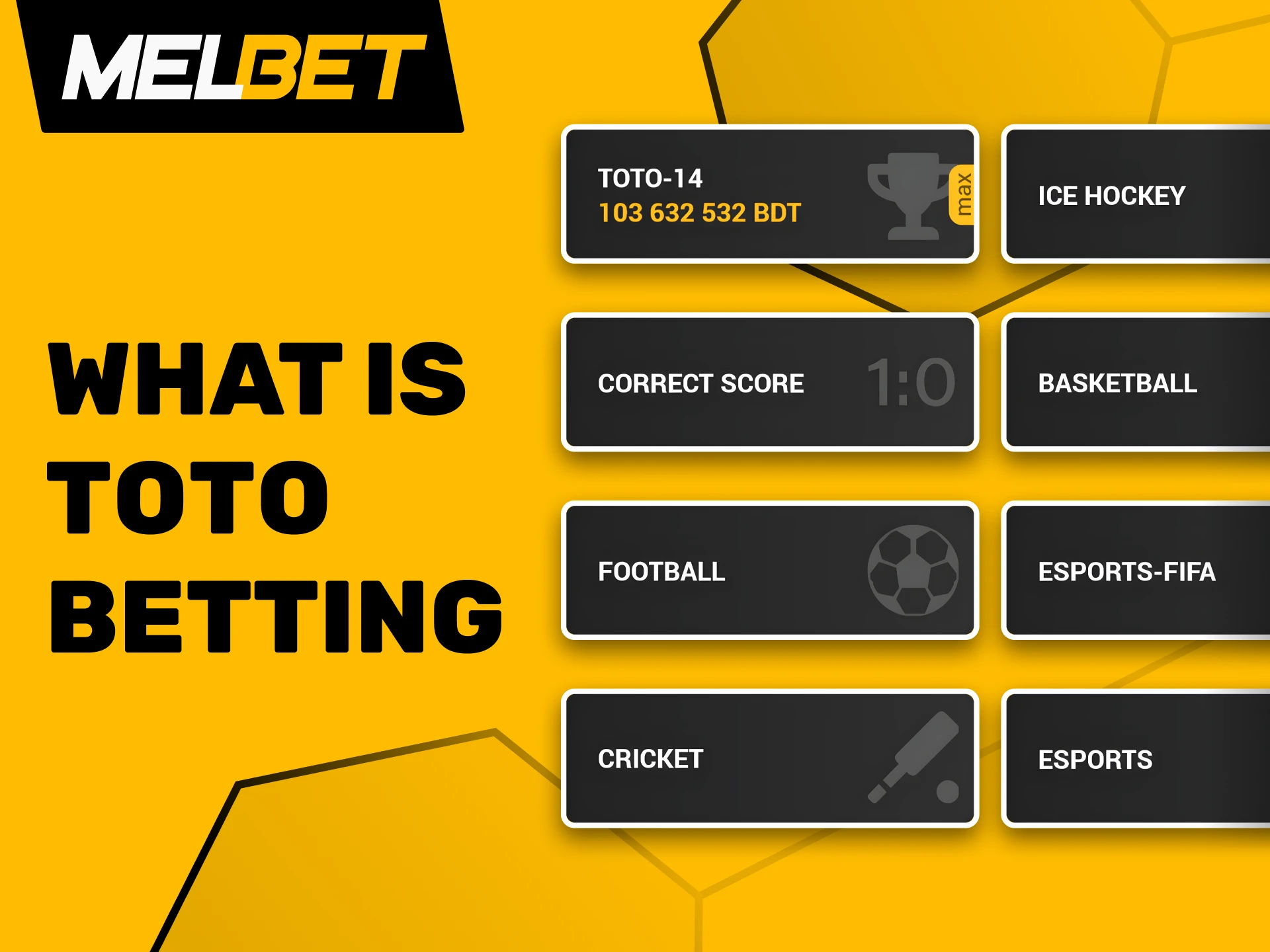 Put your sports knowledge to the test with Melbet Toto betting on match results.