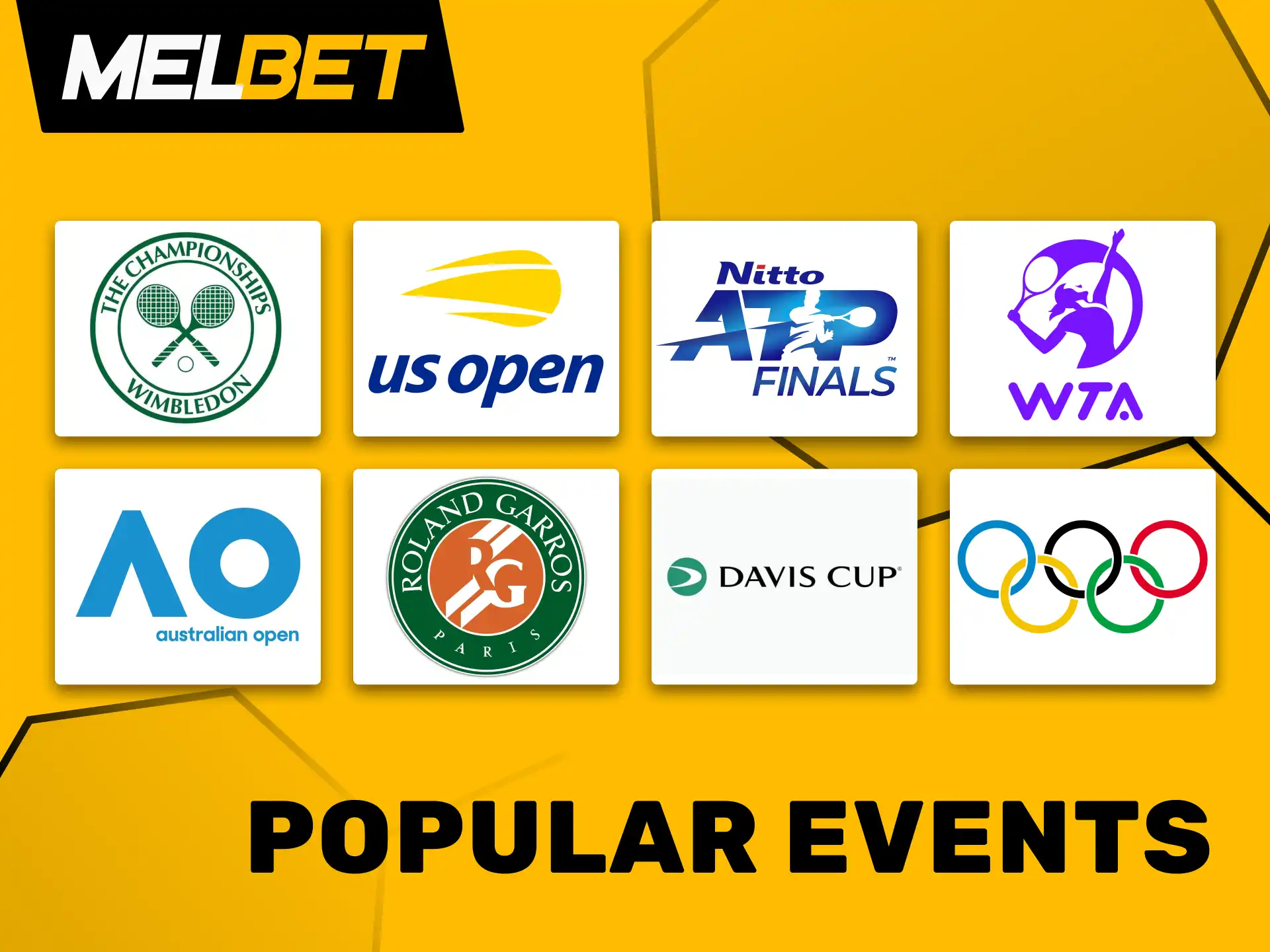 Bet on top tennis events like Wimbledon and US Open anytime with Melbet.