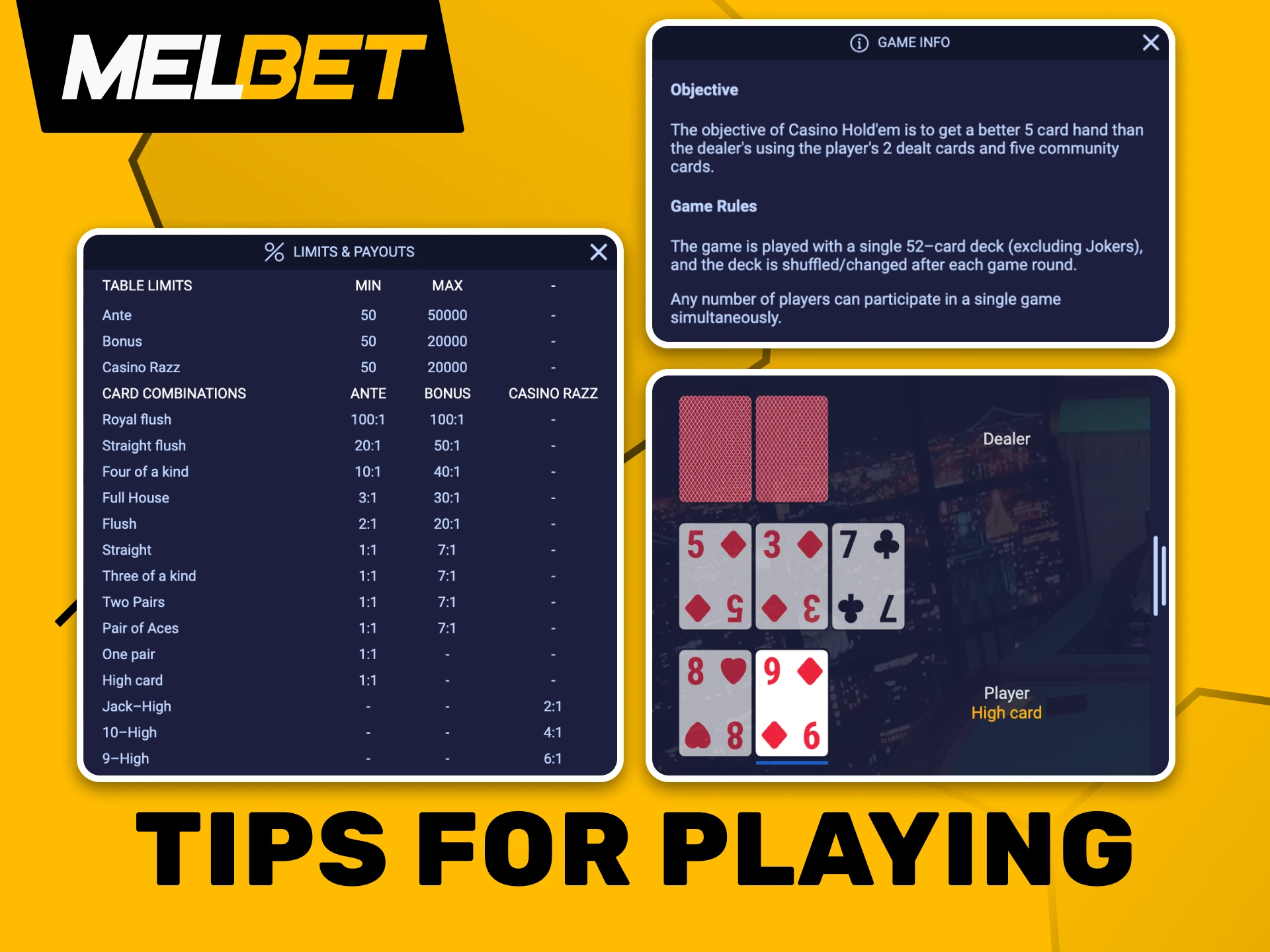 Learn some tips for playing poker games at Melbet.
