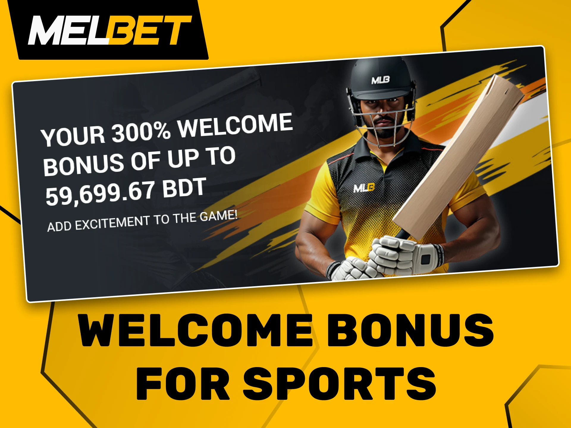Activate your sports welcome bonus as you set up your account at Melbet.