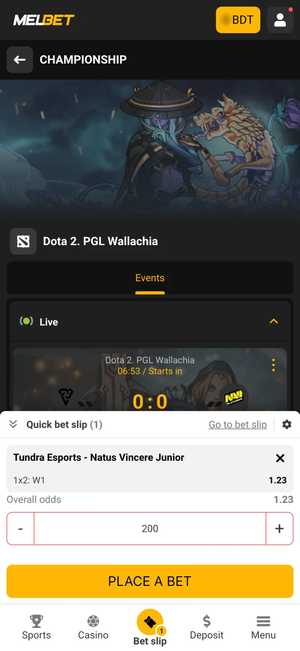 Now you can place your bet at Melbet platform.